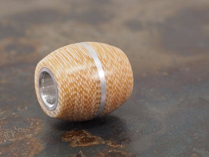 Handmade Barrel Bead for Paracord or Leather Lanyards - 14mm dia. x 15mm - Coyote Brown Canvas Micarta & Aluminium