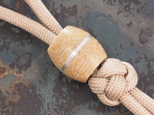 Handmade Barrel Bead for Paracord or Leather Lanyards - 14mm dia. x 15mm - Coyote Brown Canvas Micarta & Aluminium