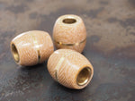 DISCOUNTED ('almost perfect') Handmade Barrel Bead for Paracord or Leather Lanyards - 14mm dia. x 15mm - Coyote Brown Canvas Micarta & Brass
