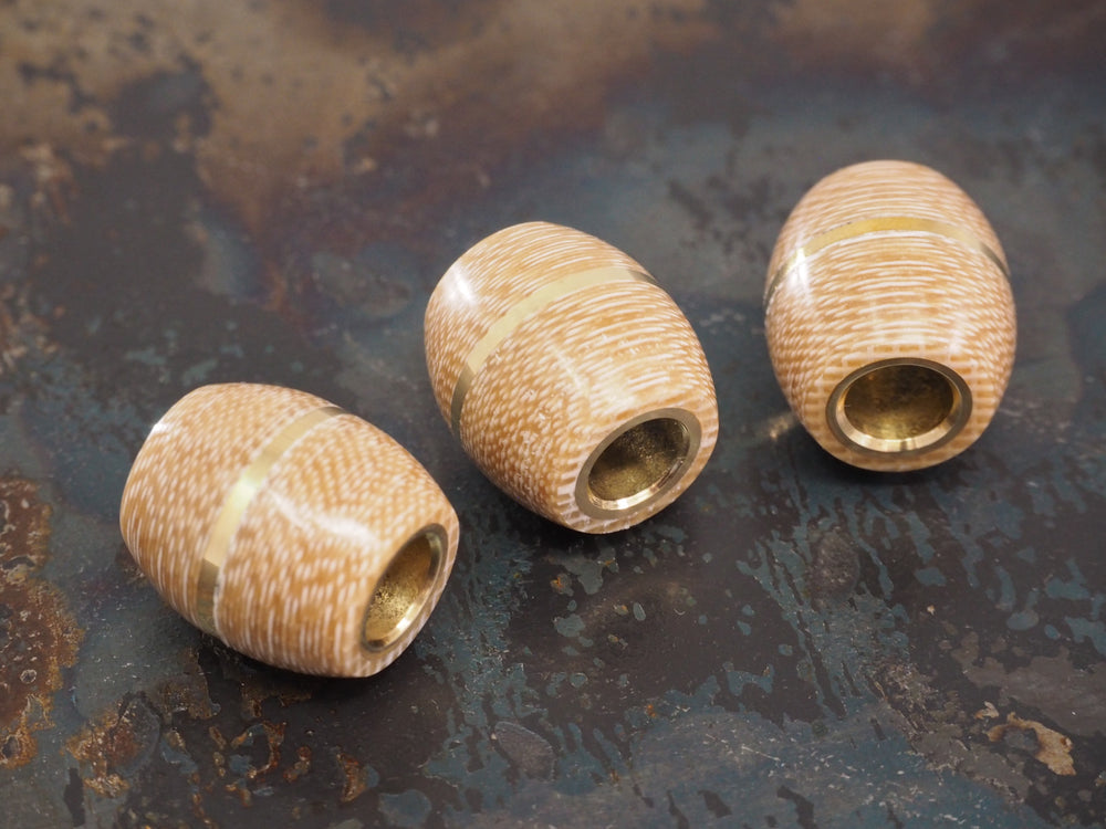 DISCOUNTED ('almost perfect') Handmade Barrel Bead for Paracord or Leather Lanyards - 14mm dia. x 15mm - Coyote Brown Canvas Micarta & Brass