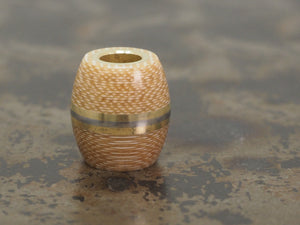 Handmade Barrel Bead for Paracord or Leather Lanyards - 14mm dia. x 15mm - Coyote Brown Canvas Micarta, Brass & 304 Stainless Steel