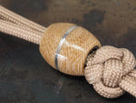 Handmade Barrel Bead for Paracord or Leather Lanyards - 14mm dia. x 15mm - Coyote Brown Canvas Micarta & 304 Stainless Steel