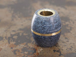 Handmade Barrel Bead for Paracord or Leather Lanyards - 14mm dia. x 15mm - Blue Denim Micarta & Brass