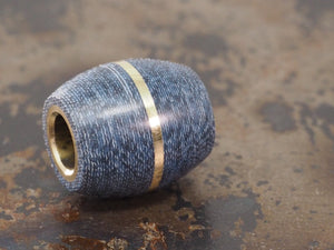 Handmade Barrel Bead for Paracord or Leather Lanyards - 14mm dia. x 15mm - Blue Denim Micarta & Brass