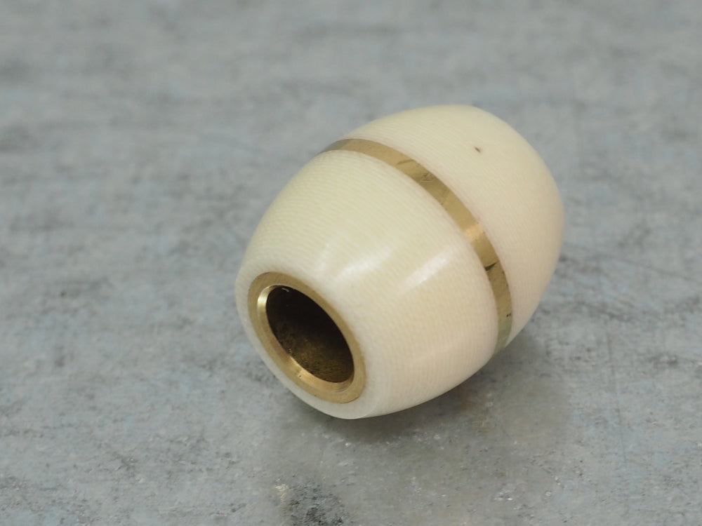 DISCOUNTED ('almost perfect') Handmade Barrel Bead for Paracord or Leather Lanyards - 14mm dia. x 15mm - Ivory Linen Micarta & Brass
