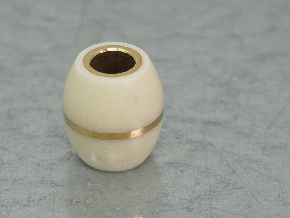 DISCOUNTED ('almost perfect') Handmade Barrel Bead for Paracord or Leather Lanyards - 14mm dia. x 15mm - Ivory Linen Micarta & Brass