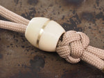 Handmade Barrel Bead for Paracord or Leather Lanyards - 14mm dia. x 15mm - Ivory Linen Micarta & Brass