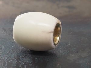 Handmade Barrel Bead for Paracord or Leather Lanyards - 14mm dia. x 15mm - Vegetable Ivory (Tagua Nut) & Brass