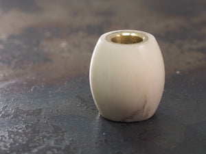 Handmade Barrel Bead for Paracord or Leather Lanyards - 14mm dia. x 15mm - Vegetable Ivory (Tagua Nut) & Brass