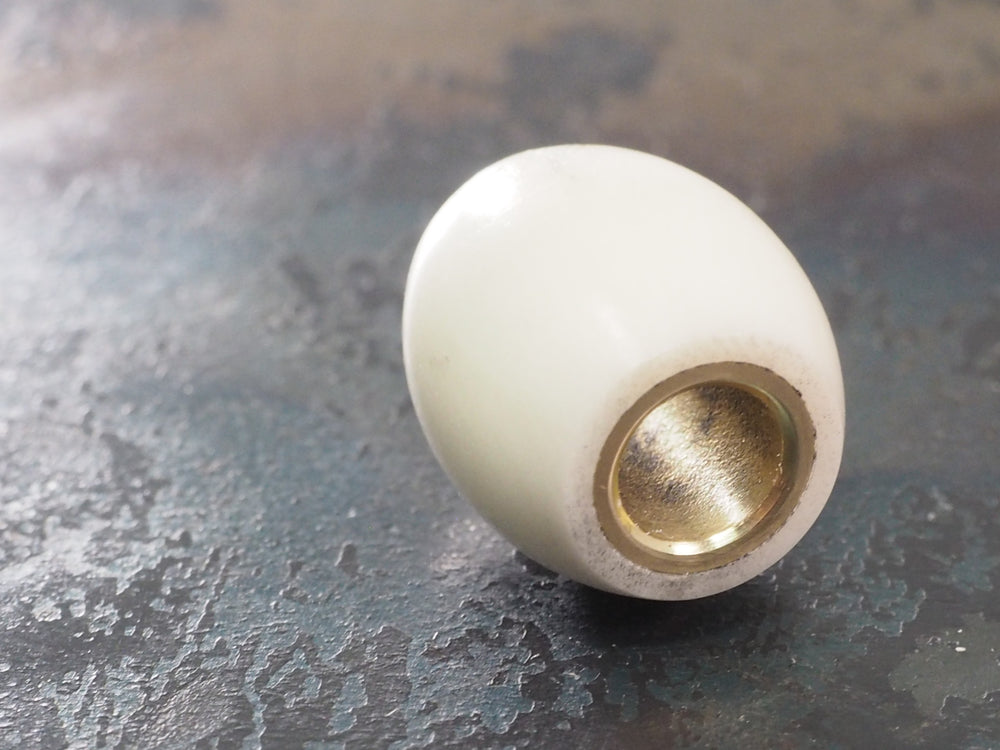 Handmade Barrel Bead for Paracord or Leather Lanyards - 14mm dia. x 15mm - Vegetable Ivory (Tagua Nut) & Brass