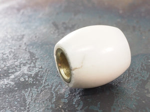 Handmade Barrel Bead for Paracord or Leather Lanyards - 14mm dia. x 15mm - Vegetable Ivory (Tagua Nut) & Brass