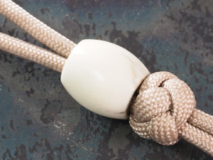 Handmade Barrel Bead for Paracord or Leather Lanyards - 14mm dia. x 15mm - Vegetable Ivory (Tagua Nut) & Brass
