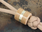 Handmade Drum Bead for Paracord or Leather Lanyards - 14mm dia. x 15mm - Coyote Brown Canvas Micarta, Brass & 304 Stainless Steel