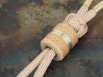 Handmade Drum Bead for Paracord or Leather Lanyards - 14mm dia. x 15mm - Coyote Brown Canvas Micarta, Brass & 304 Stainless Steel