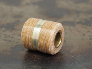 Handmade Drum Bead for Paracord or Leather Lanyards - 14mm dia. x 15mm - Coyote Brown Canvas Micarta, Brass & 304 Stainless Steel