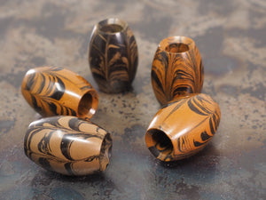DISCOUNTED ('old stock') Handmade Oval Bead for Paracord or Leather Lanyards - 16mm dia. x 22mm - Ripple Ebonite (vulcanised rubber)