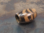 DISCOUNTED ('old stock') Handmade Oval Bead for Paracord or Leather Lanyards - 16mm dia. x 22mm - Ripple Ebonite (vulcanised rubber)