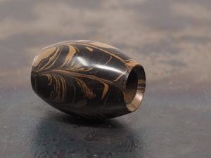 DISCOUNTED ('old stock') Handmade Oval Bead for Paracord or Leather Lanyards - 16mm dia. x 22mm - Ripple Ebonite (vulcanised rubber)
