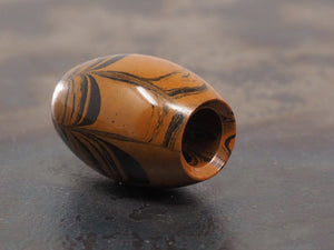 DISCOUNTED ('old stock') Handmade Oval Bead for Paracord or Leather Lanyards - 16mm dia. x 22mm - Ripple Ebonite (vulcanised rubber)