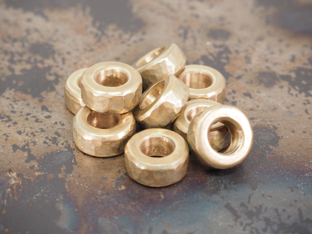 Handmade Hammered Stacking/Spacer Bead for Paracord or Leather Lanyards - Brass / Copper / Bronze