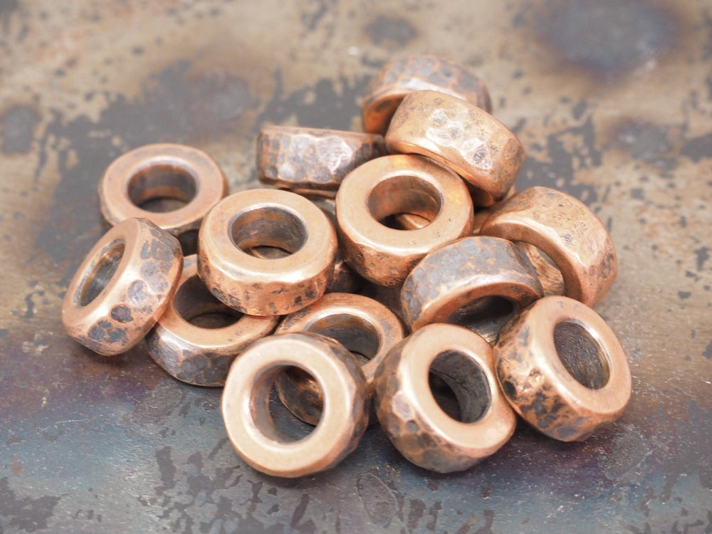 Handmade Hammered Stacking/Spacer Bead for Paracord or Leather Lanyards - Brass / Copper / Bronze