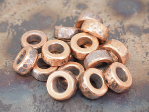 Handmade Hammered Stacking/Spacer Bead for Paracord or Leather Lanyards - Brass / Copper / Bronze