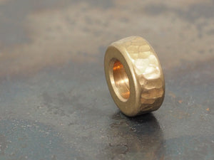 Handmade Hammered Stacking/Spacer Bead for Paracord or Leather Lanyards - 12mm dia. x 5mm - Tumbled Brass
