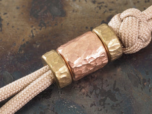 Handmade Hammered Stacking/Spacer Bead for Paracord or Leather Lanyards - 12mm dia. x 5mm - Tumbled Brass
