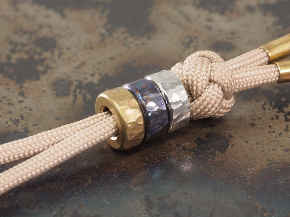 Handmade Hammered Stacking/Spacer Bead for Paracord or Leather Lanyards - 12mm dia. x 5mm - Tumbled Brass