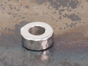 Handmade Hammered Stacking/Spacer Bead for Paracord or Leather Lanyards - 12mm dia. x 5mm - Stainless Steel