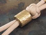 Handmade Hammered Bead for Paracord or Leather Lanyards - 12mm dia. x 13mm - Tumbled Brass