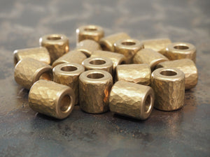 Handmade Hammered Bead for Paracord or Leather Lanyards - 12mm dia. x 13mm - Tumbled Brass