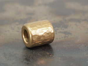 Handmade Hammered Bead for Paracord or Leather Lanyards - 12mm dia. x 13mm - Tumbled Brass