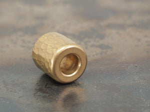 Handmade Hammered Bead for Paracord or Leather Lanyards - 12mm dia. x 13mm - Tumbled Brass