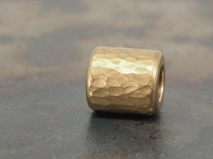 Handmade Hammered Bead for Paracord or Leather Lanyards - 12mm dia. x 13mm - Tumbled Brass