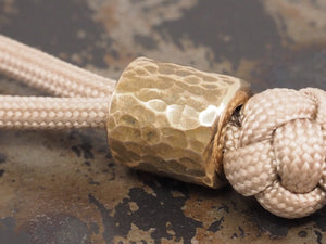 Handmade Hammered Bead for Paracord or Leather Lanyards - 12mm dia. x 13mm - Verdigris Patinated Bronze