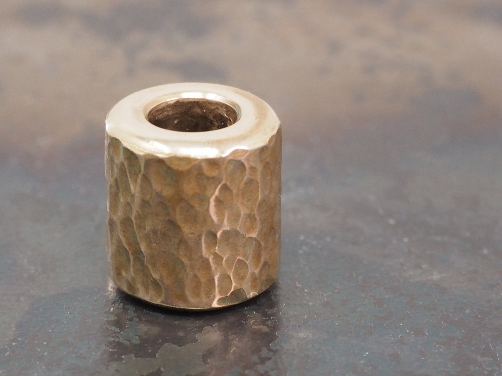 Handmade Hammered Bead for Paracord or Leather Lanyards - 12mm dia. x 13mm - Verdigris Patinated Bronze