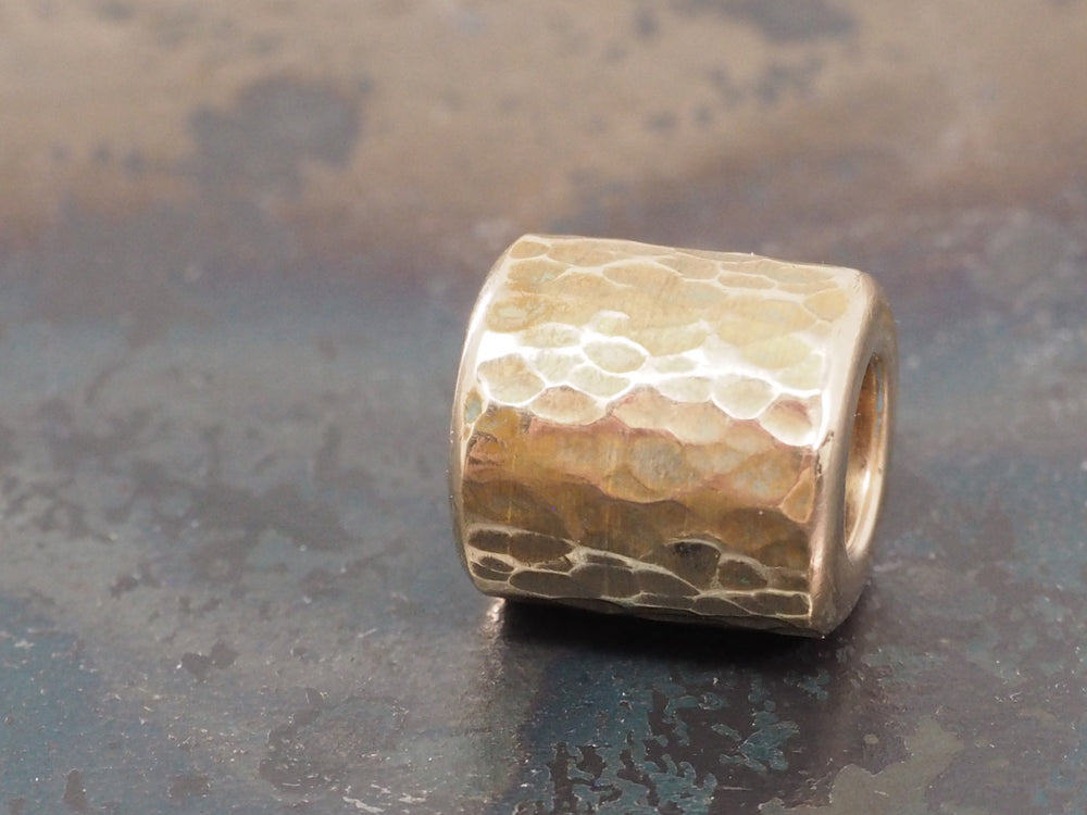 Handmade Hammered Bead for Paracord or Leather Lanyards - 12mm dia. x 13mm - Verdigris Patinated Bronze