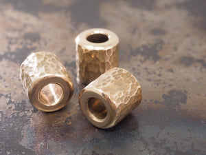 Handmade Hammered Bead for Paracord or Leather Lanyards - 12mm dia. x 13mm - Verdigris Patinated Bronze