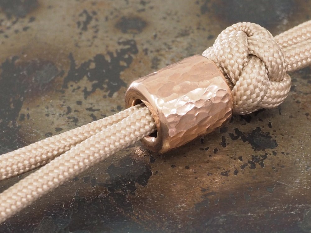 Handmade Hammered Bead for Paracord or Leather Lanyards - 12mm dia. x 13mm - Copper