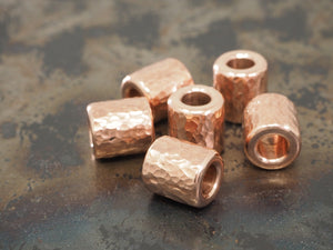 Handmade Hammered Bead for Paracord or Leather Lanyards - 12mm dia. x 13mm - Copper