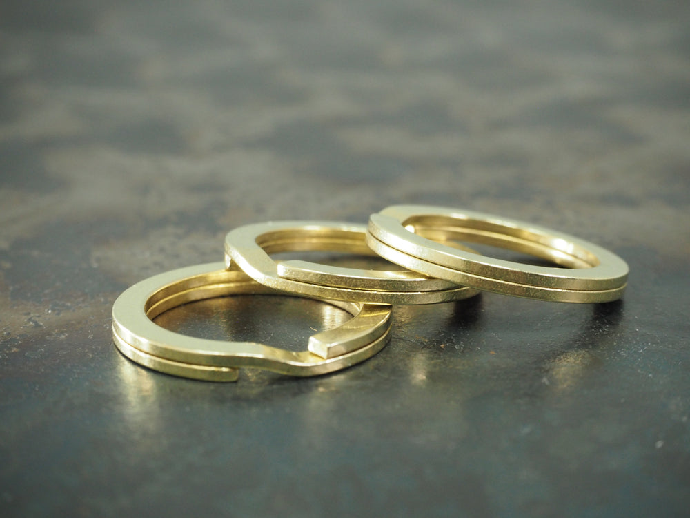 Solid Brass 27mm Split Ring Keyring Made in Japan - Raw Brass - SET OF 3