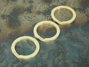 Solid Brass 27mm Split Ring Keyring Made in Japan - Raw Brass - SET OF 3