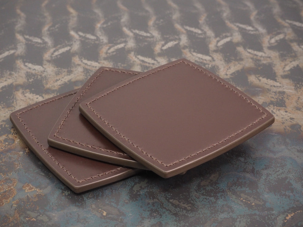 Handmade Drink Coaster - Squircle - 9x9cm - Sedgwick Bridle Leather - Australian Nut