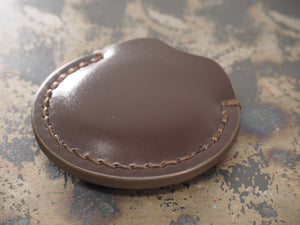 Handmade Leather Slip Case for 34mm x 6.5mm EDC Coins - English Shell Cordovan - Dark Chocolate Brown