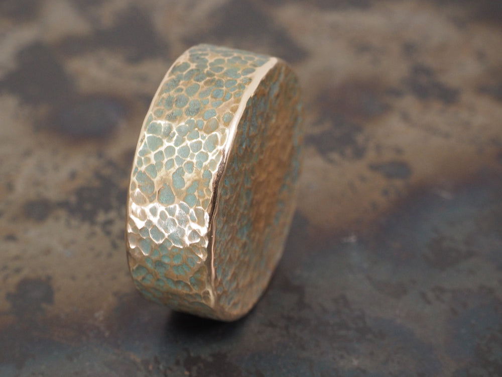 Handmade Hammered EDC Coin / Worry Coin / Paperweight - 36mm dia. x 12.5mm (1/2in) - 110g - Verdigris Patinated BRONZE
