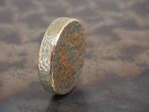 Handmade Hammered EDC Coin / Worry Coin / Paperweight - 36mm dia. x 7.5mm - 65g - Verdigris Patinated BRONZE