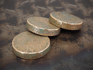 Handmade Hammered EDC Coin / Worry Coin / Paperweight - 36mm dia. x 7.5mm - 65g - Verdigris Patinated BRONZE