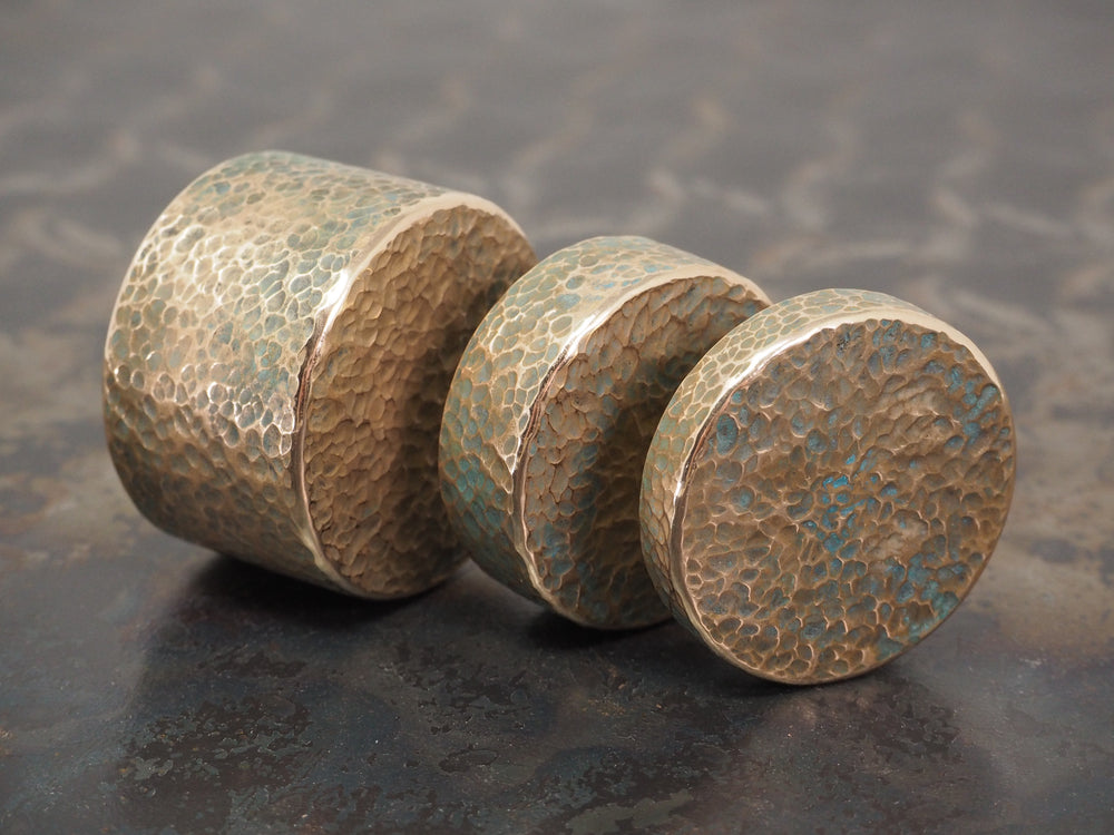 Handmade Hammered EDC Coin / Worry Coin / Paperweight - 36mm dia. x 7.5mm - 65g - Verdigris Patinated BRONZE