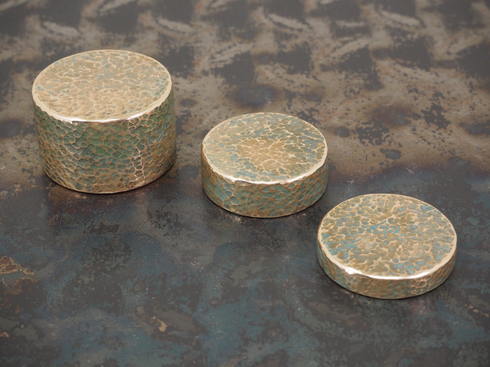 Handmade Hammered EDC Coin / Worry Coin / Paperweight - 36mm dia. x 7.5mm - 65g - Verdigris Patinated BRONZE